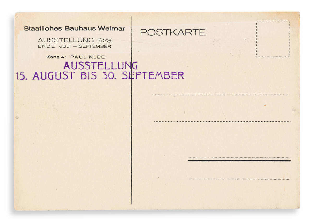 KLEE, PAUL. Bauhaus Ausstellung Juli - Sept. 1923 Weimar. [Weimar: Staatliches Bauhaus], 1923.